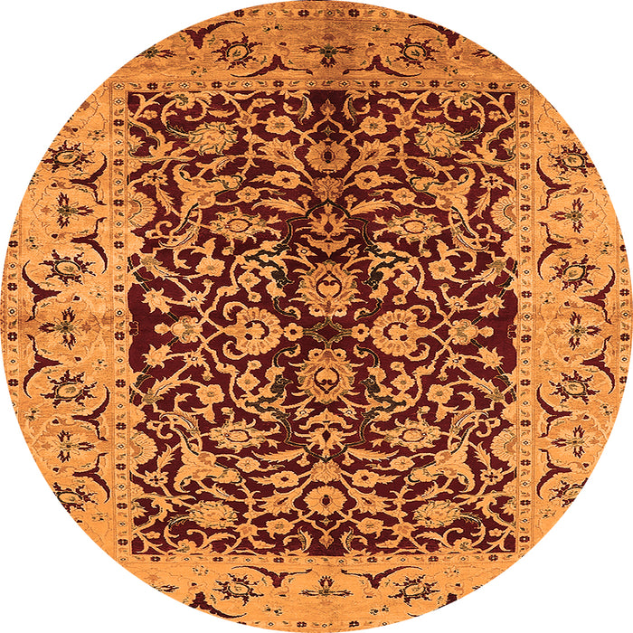 Round Oriental Orange Traditional Rug, urb3000org