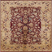 Square Mid-Century Modern Sandy Brown Oriental Rug, urb3000
