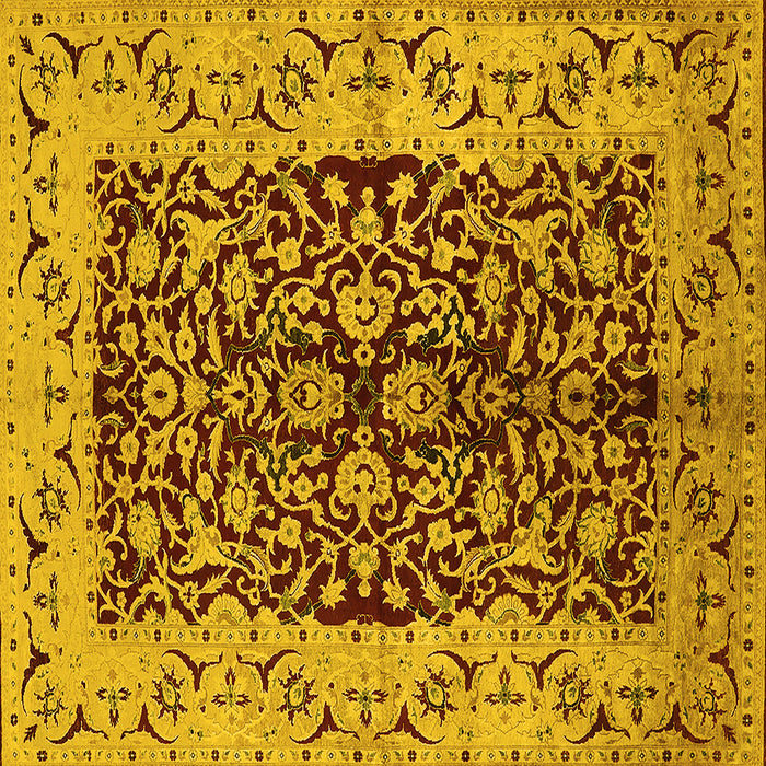 Square Oriental Yellow Traditional Rug, urb3000yw