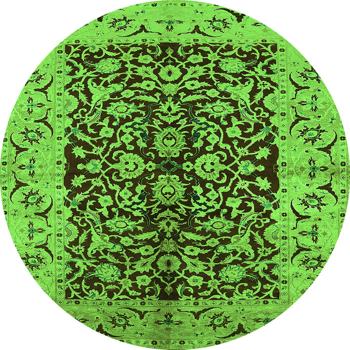 Round Oriental Green Traditional Rug, urb3000grn