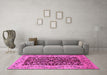 Machine Washable Oriental Pink Traditional Rug in a Living Room, wshurb3000pnk