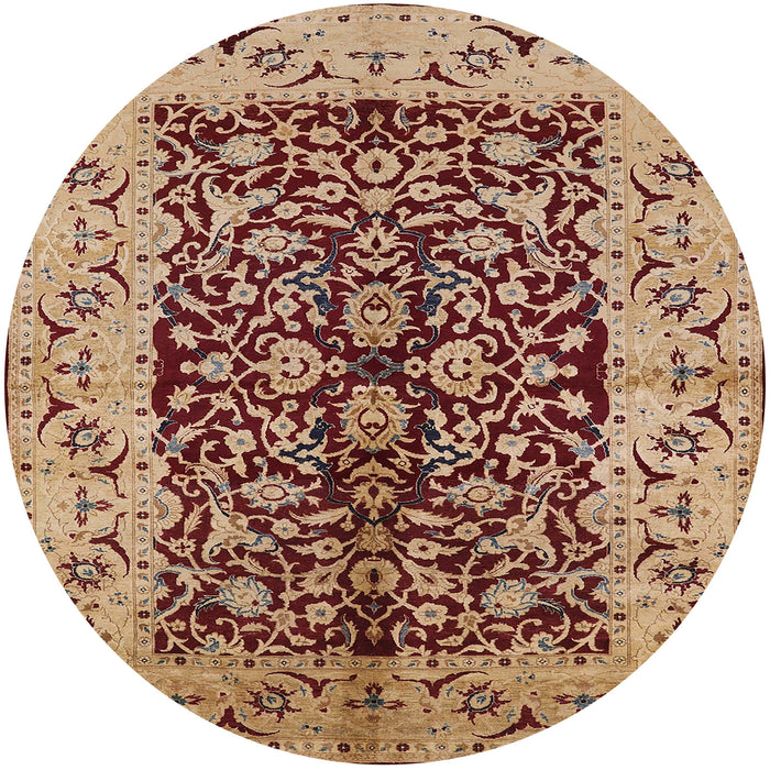 Round Mid-Century Modern Sandy Brown Oriental Rug, urb3000