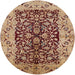 Round Mid-Century Modern Sandy Brown Oriental Rug, urb3000