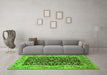 Machine Washable Oriental Green Traditional Area Rugs in a Living Room,, wshurb3000grn