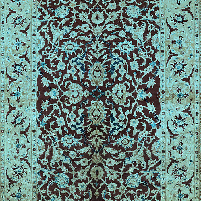 Machine Washable Oriental Light Blue Traditional Rug, wshurb3000lblu