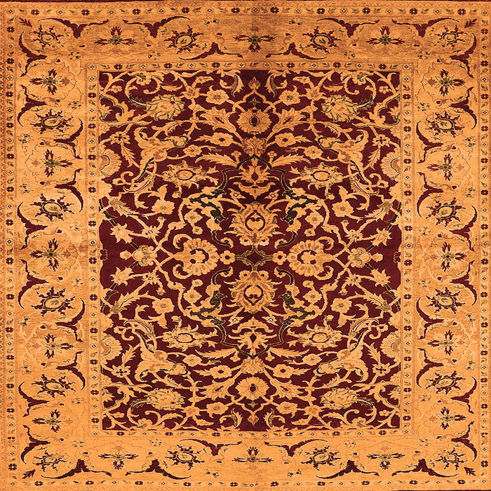 Square Oriental Orange Traditional Rug, urb3000org