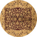 Round Oriental Brown Traditional Rug, urb3000brn