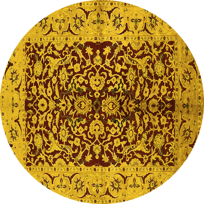 Round Oriental Yellow Traditional Rug, urb3000yw