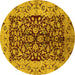 Round Oriental Yellow Traditional Rug, urb3000yw