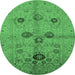 Round Oriental Emerald Green Traditional Rug, urb3001emgrn