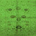 Square Machine Washable Oriental Green Traditional Area Rugs, wshurb3001grn