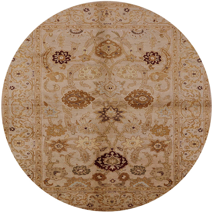 Round Mid-Century Modern Brown Sand Brown Oriental Rug, urb3001