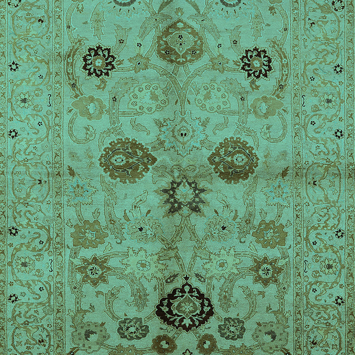 Machine Washable Oriental Turquoise Traditional Area Rugs, wshurb3001turq