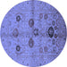 Round Oriental Blue Traditional Rug, urb3001blu
