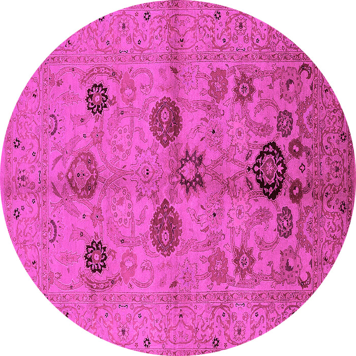 Round Machine Washable Oriental Pink Traditional Rug, wshurb3001pnk