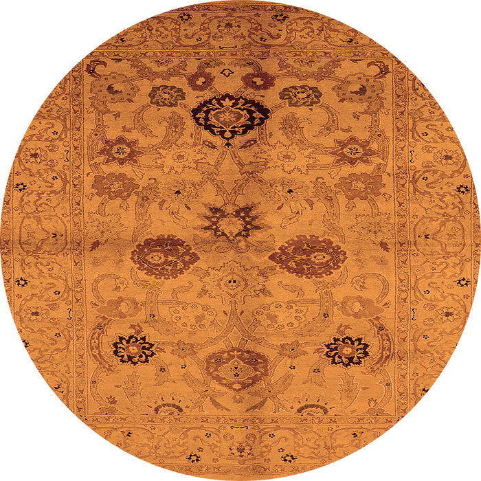 Round Oriental Orange Traditional Rug, urb3001org