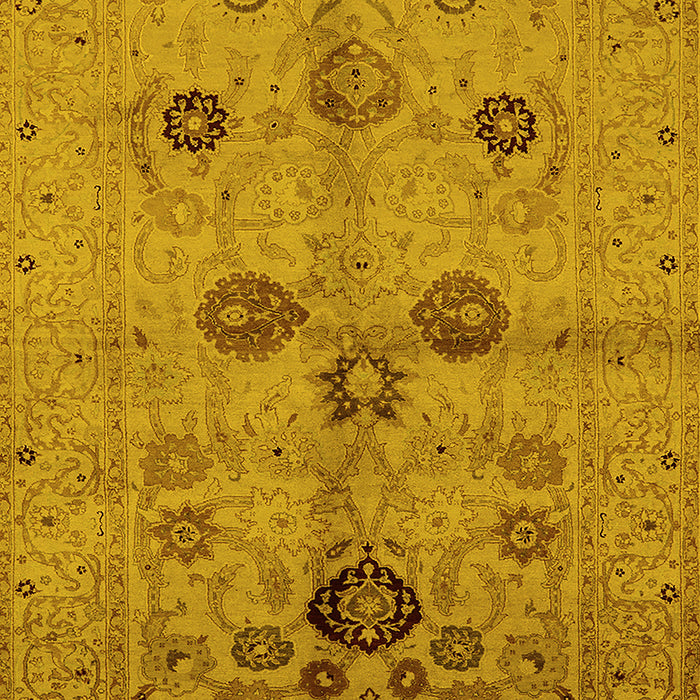 Machine Washable Oriental Yellow Traditional Rug, wshurb3001yw