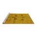 Sideview of Machine Washable Oriental Yellow Traditional Rug, wshurb3001yw