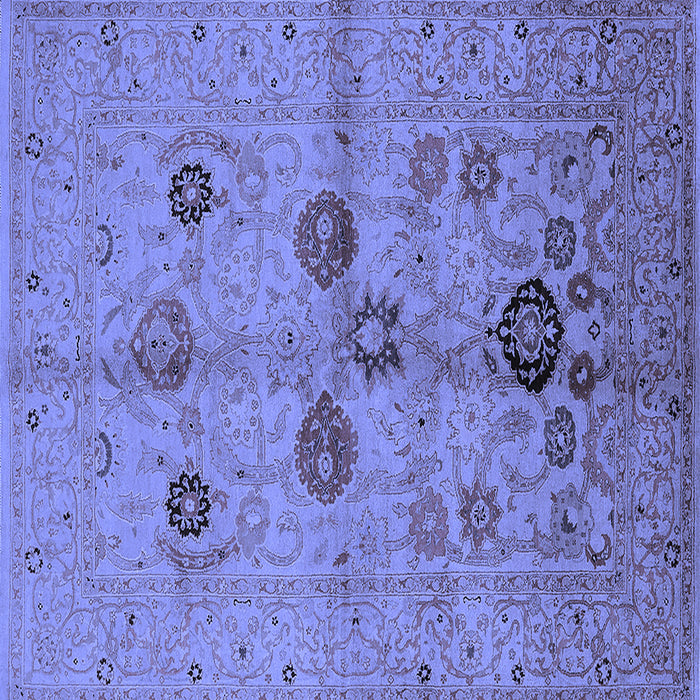 Square Machine Washable Oriental Blue Traditional Rug, wshurb3001blu