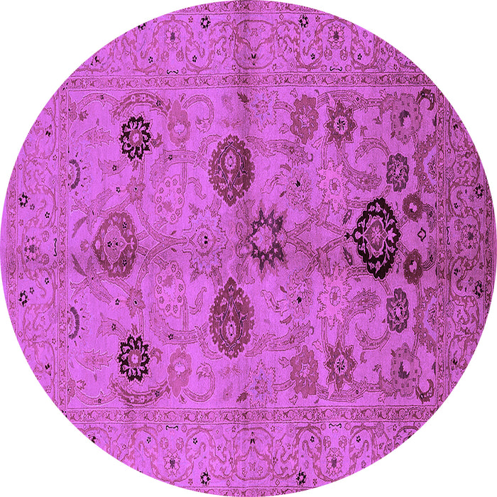 Round Oriental Purple Traditional Rug, urb3001pur