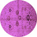 Round Oriental Purple Traditional Rug, urb3001pur