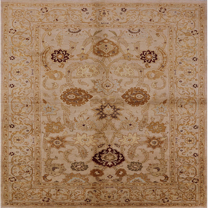 Square Mid-Century Modern Brown Sand Brown Oriental Rug, urb3001