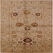 Square Mid-Century Modern Brown Sand Brown Oriental Rug, urb3001