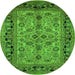 Round Oriental Green Traditional Rug, urb3002grn