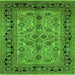 Square Machine Washable Oriental Green Traditional Area Rugs, wshurb3002grn