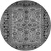 Round Machine Washable Oriental Gray Traditional Rug, wshurb3002gry