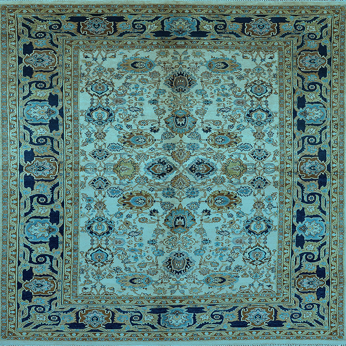 Square Oriental Light Blue Traditional Rug, urb3002lblu