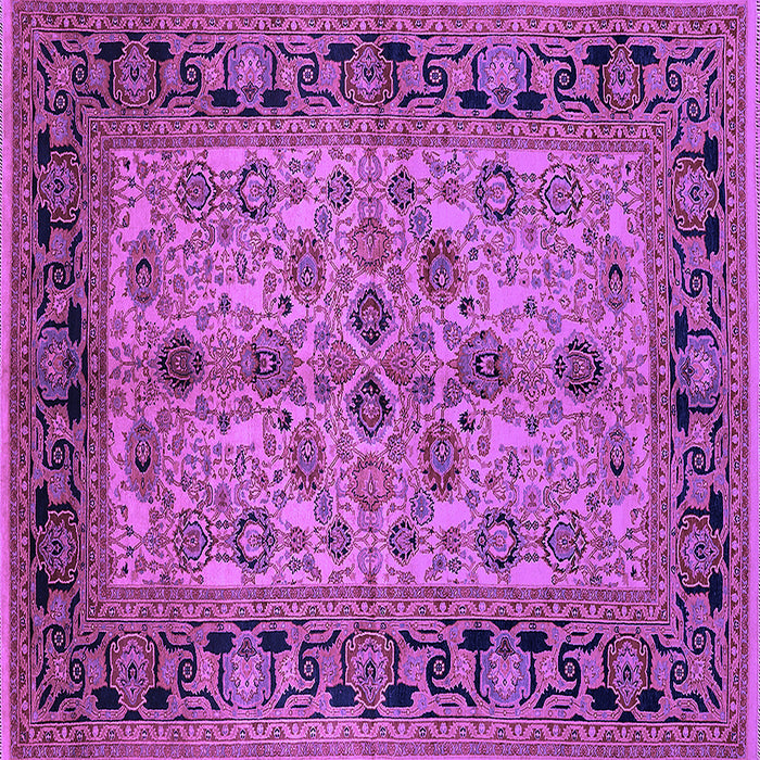 Square Machine Washable Oriental Purple Traditional Area Rugs, wshurb3002pur