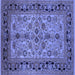 Square Machine Washable Oriental Blue Traditional Rug, wshurb3002blu