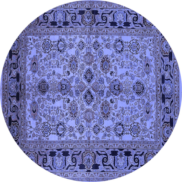 Round Oriental Blue Traditional Rug, urb3002blu