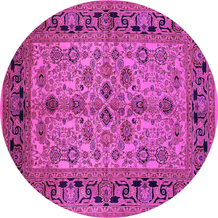 Round Oriental Pink Traditional Rug, urb3002pnk