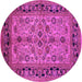 Round Oriental Pink Traditional Rug, urb3002pnk