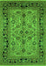 Machine Washable Oriental Green Traditional Area Rugs, wshurb3002grn