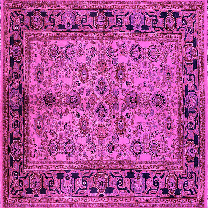 Square Machine Washable Oriental Pink Traditional Rug, wshurb3002pnk