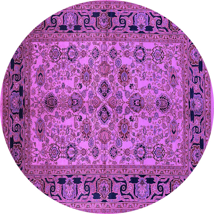 Round Oriental Purple Traditional Rug, urb3002pur