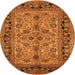 Round Machine Washable Oriental Orange Traditional Area Rugs, wshurb3002org