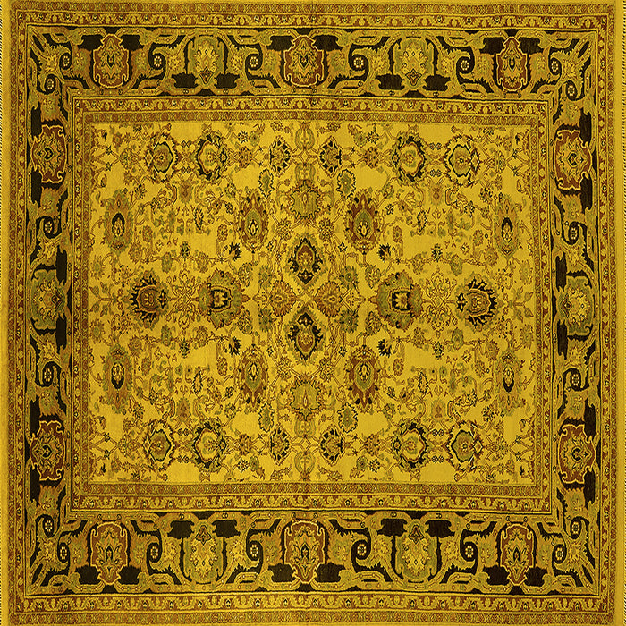 Square Oriental Yellow Traditional Rug, urb3002yw