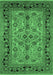 Machine Washable Oriental Emerald Green Traditional Area Rugs, wshurb3002emgrn