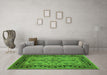 Machine Washable Oriental Green Traditional Area Rugs in a Living Room,, wshurb3002grn