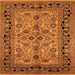 Square Machine Washable Oriental Orange Traditional Area Rugs, wshurb3002org