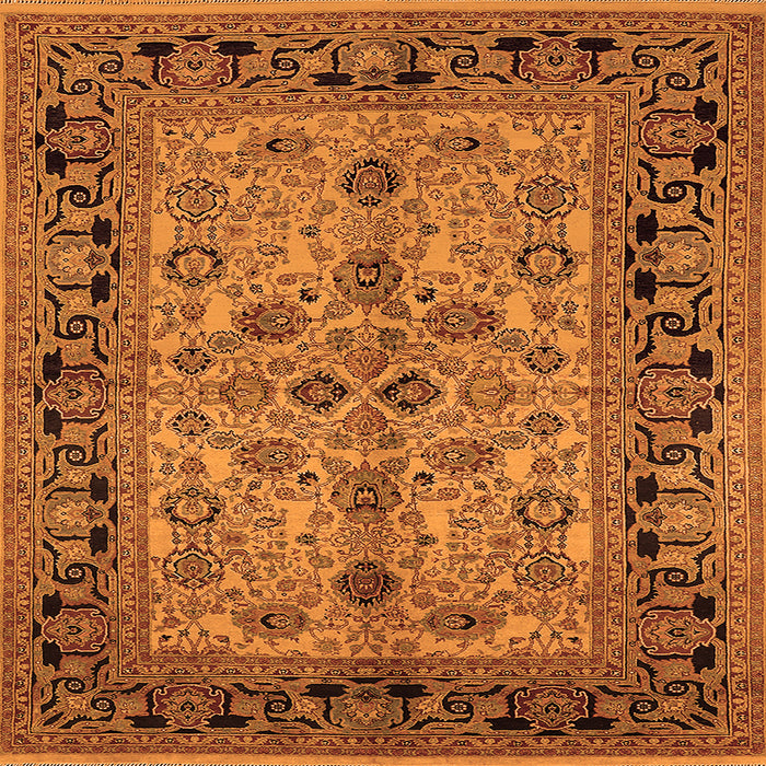 Square Oriental Orange Traditional Rug, urb3002org