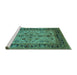 Sideview of Machine Washable Oriental Turquoise Traditional Area Rugs, wshurb3002turq