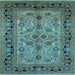 Square Machine Washable Oriental Light Blue Traditional Rug, wshurb3002lblu