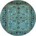 Round Oriental Light Blue Traditional Rug, urb3002lblu