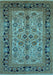 Machine Washable Oriental Light Blue Traditional Rug, wshurb3002lblu