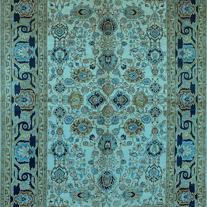 Machine Washable Oriental Light Blue Traditional Rug, wshurb3002lblu